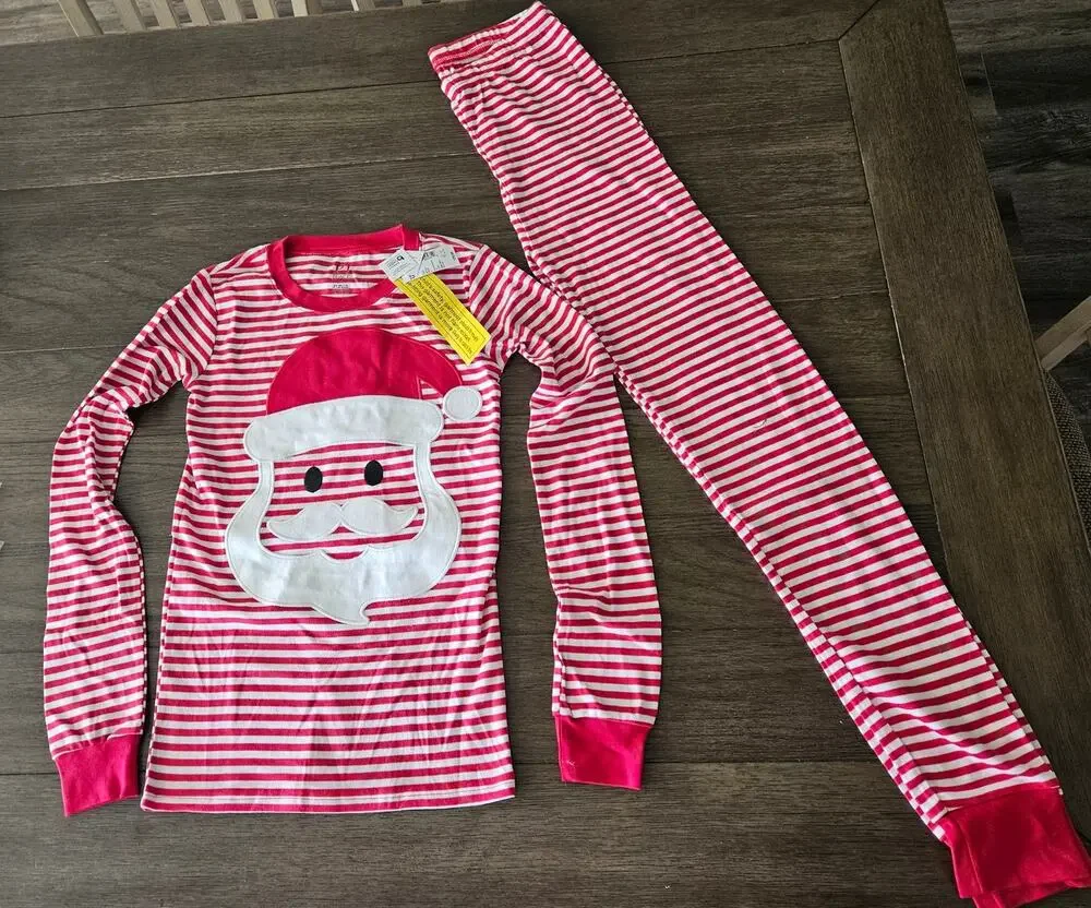 NWT The Children's Place Christmas Santa Pajamas Red & White Size 14